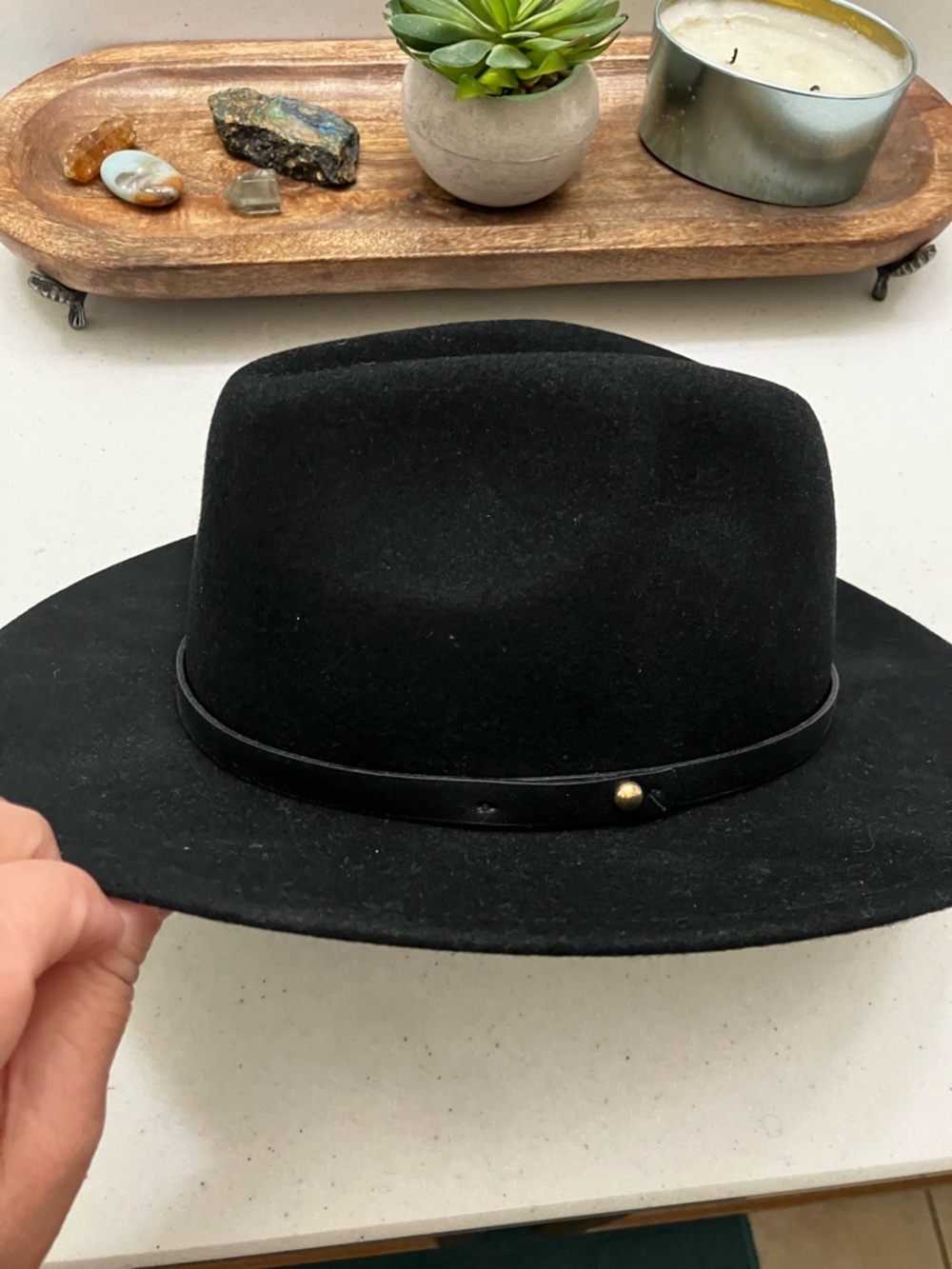 Simply Vera Wang Boho Black Felt Wide-Brim Fedora Hat
